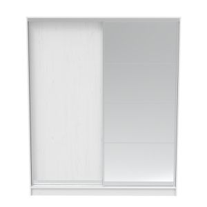 Двукрилен гардероб Aparador с огледало в бял цвят 180x60x220см