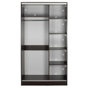 Double-wing wardrobe with sliding doors and mirror Adler made of melamine, wenge color 120x60x220 Hm2460,02