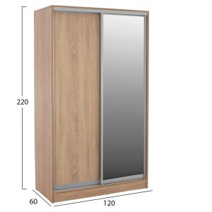 Double-wing wardrobe with sliding doors and mirror Adler sonoma color 120x60x220y Hm2460,01