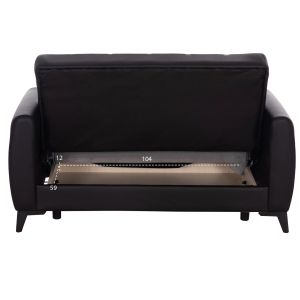 Двумесен разтегателен диван с място за съхранение Nikko Hm3293.11 черен Pu 144x75x84всм.