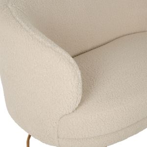 Two-seater sofa Arien Hm8492,20 boucle ecru gold metal base 130x75x85hcm