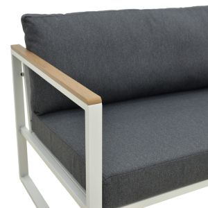 TWO-SEATER SOFA AURELIO METALLIC IN WHITE - CUSHIONS IN ANTHRACITE NUANCE 130X74X63CM