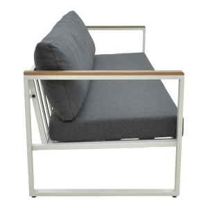 TWO-SEATER SOFA AURELIO METALLIC IN WHITE - CUSHIONS IN ANTHRACITE NUANCE 130X74X63CM