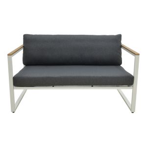 TWO-SEATER SOFA AURELIO METALLIC IN WHITE - CUSHIONS IN ANTHRACITE NUANCE 130X74X63CM