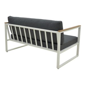 TWO-SEATER SOFA AURELIO METALLIC IN WHITE - CUSHIONS IN ANTHRACITE NUANCE 130X74X63CM