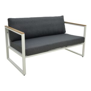 TWO-SEATER SOFA AURELIO METALLIC IN WHITE - CUSHIONS IN ANTHRACITE NUANCE 130X74X63CM