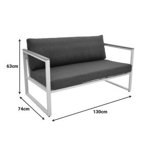 TWO-SEATER SOFA AURELIO METALLIC IN BLACK - CUSHIONS IN BLACK NUANCE 130X74X63CM