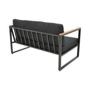TWO-SEATER SOFA AURELIO METALLIC IN BLACK - CUSHIONS IN BLACK NUANCE 130X74X63CM