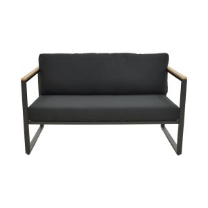 TWO-SEATER SOFA AURELIO METALLIC IN BLACK - CUSHIONS IN BLACK NUANCE 130X74X63CM