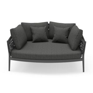 Двуместен диван Camellia Sm6217.01 тъмно сив алуминий - полиетилен олефин - олефин 164x144x70всм.