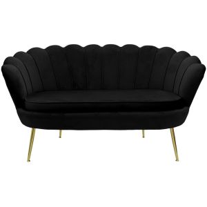 Двуместен диван Daimon мида черен плюш 134x70x77cm