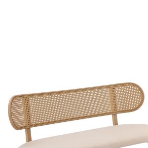 Enrico two-seater sofa with beige Pe rattan upholstery, beige textile and natural metal legs, 121x51.5x75 cm