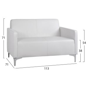 Two-seater sofa Nellie made of white synthetic leather Hm3159.22