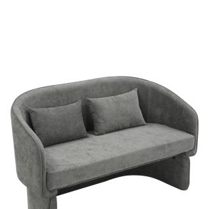 Two-seater sofa Playmob gray textile fabric 65x128x79cm