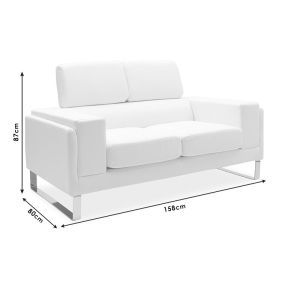 Two-seater sofa Shea black eco-leather legs inox color 158x80x87cm
