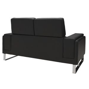 Two-seater sofa Shea black eco-leather legs inox color 158x80x87cm