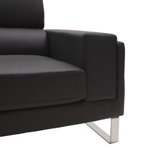 Two-seater sofa Shea black eco-leather legs inox color 158x80x87cm