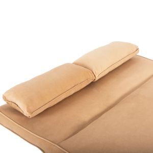 Two-seater sofa bed Asma Hm3077,17 with beige plush fabric 142x96x74hcm