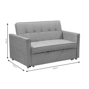 Two-seater sofa bed Commit textile anthracite color 142x93x90cm