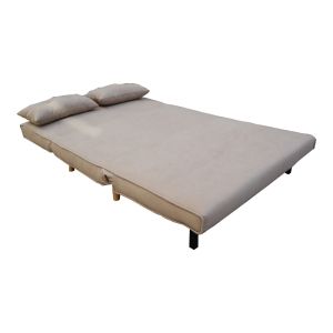 TWO-SEATER SOFA BED JOSUANE I, BEIGE FABRIC AND NATURAL WOOD LEGS, 122X80X81CM