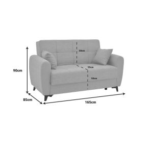 Two-seater sofa bed with chest Lincoln beige textile 165x85x90cm