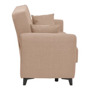 Two-seater sofa bed with chest Lincoln beige textile 165x85x90cm