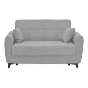 Two-seater sofa bed with chest of drawers Lincoln light gray textile 165x85x90cm