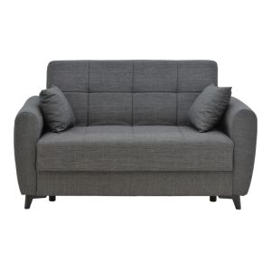 Two-seater sofa bed with chest Lincoln textile light charcoal color 165x85x90cm