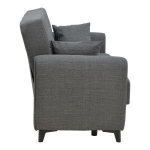 Two-seater sofa bed with chest Lincoln textile light charcoal color 165x85x90cm