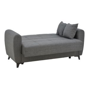 Two-seater sofa bed with chest Lincoln textile light charcoal color 165x85x90cm