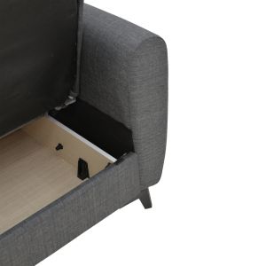 Two-seater sofa bed with chest Lincoln textile light charcoal color 165x85x90cm