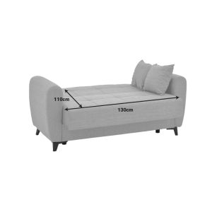 Two-seater sofa bed with chest Lincoln textile light charcoal color 165x85x90cm