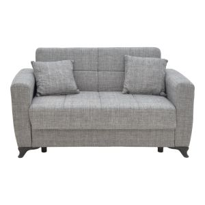 Two-seater sofa bed with chest Modesto gray textile 155x85x80cm