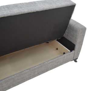 Two-seater sofa bed with chest Modesto gray textile 155x85x80cm