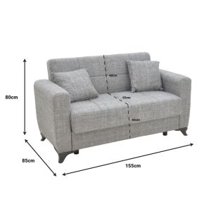 Two-seater sofa bed with chest Modesto black textile 155x85x80cm