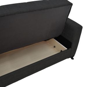 Two-seater sofa bed with chest Modesto black textile 155x85x80cm