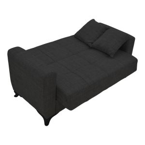 Two-seater sofa bed with chest Modesto black textile 155x85x80cm