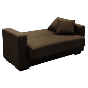 Two-seater sofa bed with chest Vox light brown textile 155x85x80cm