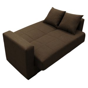 Two-seater sofa bed with chest Vox light brown textile 155x85x80cm