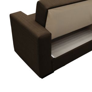 Two-seater sofa bed with chest Vox light brown textile 155x85x80cm