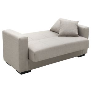 Two-seater sofa bed with chest Vox light gray textile 155x85x80cm