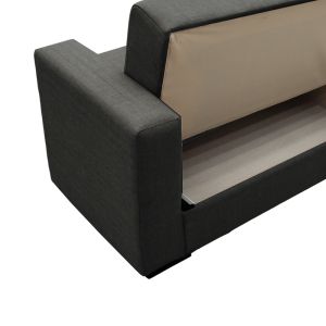 Two-seater sofa bed with chest Vox textile light charcoal color 155x85x80cm