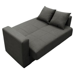 Two-seater sofa bed with chest Vox textile light charcoal color 155x85x80cm
