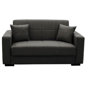 Two-seater sofa bed with chest Vox textile light charcoal color 155x85x80cm