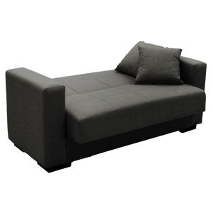 Two-seater sofa bed with chest Vox textile light charcoal color 155x85x80cm