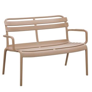 Two-seater polypropylene bench Korver Hm6332.04 cappuccino 113x65x76cm.