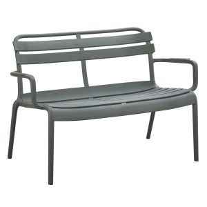 Two-seater polypropylene bench Korver Hm6332.05 dark olive green 113x65x76cm.