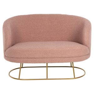 Two-seater sofa Arien Hm8492,22 Dusty pink boucle with gold metal frame 130x75x85hcm