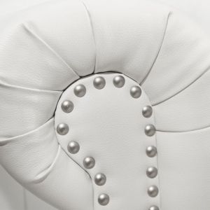Two-seater sofa Chesterfield Type Hm3010,02 leather white matte 155x90x73cm