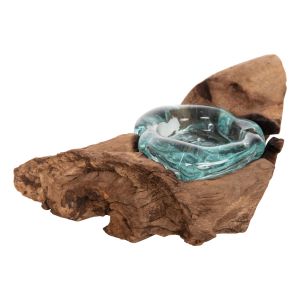Декор за маса свещник Naturally тиково дърво масив и стъкло Hm4283
